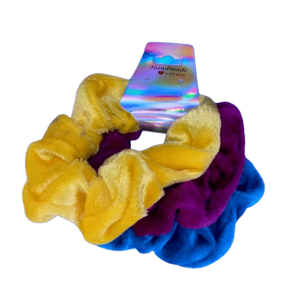 Blue, Yellow & Purple Scrunchies