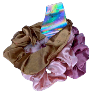 Purple, Light Pink, Light Brown Scrunchies