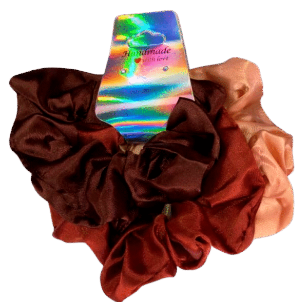 Dark Brown, Brown, Light Brown Scrunchies