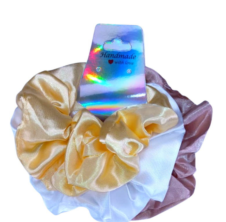 White, Cream & Light Purple Scrunchies