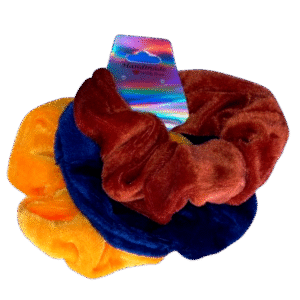 Yellow, Blue and Brown Scrunchies