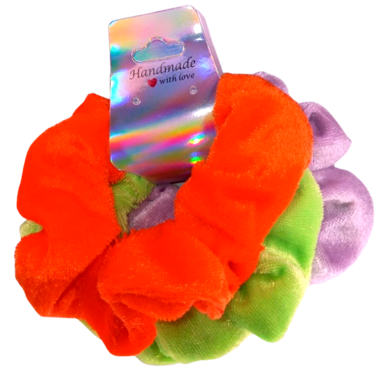 Neon Green, Orange and Purple Scrunchies