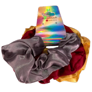 Grey, Burgundy & Gold Yellow Scrunchies