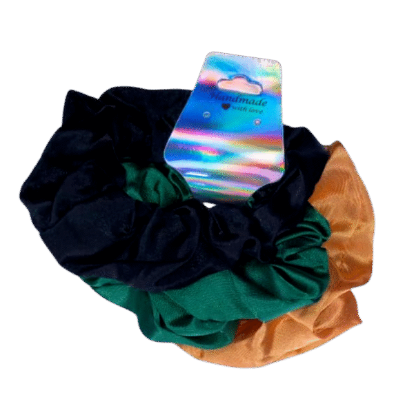 Black, Green and Gold Scrunchies