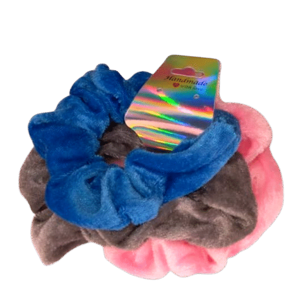 Blue, Gray & Pink Scrunchies