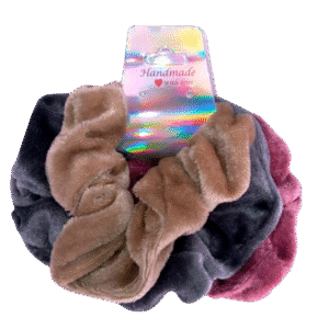 Grey, Light Brown & Light Purple Scrunchies