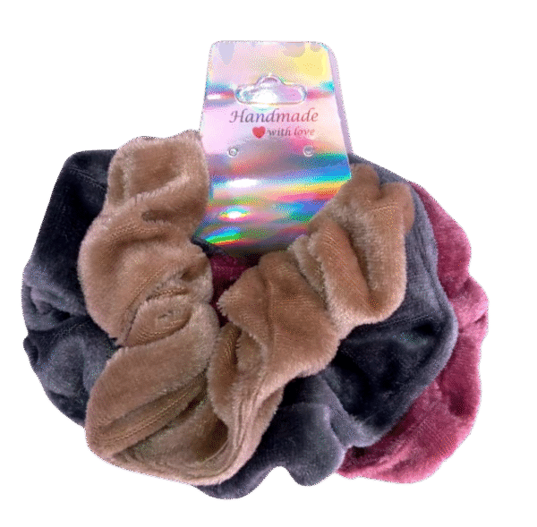 Grey, Light Brown & Light Purple Scrunchies