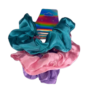 Purple, Light Pink, Blue Scrunchies