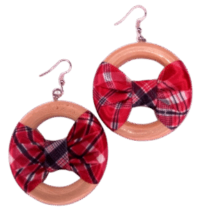 Jamaica Bandana Bowed Earring - with Glossed Natural White Wood