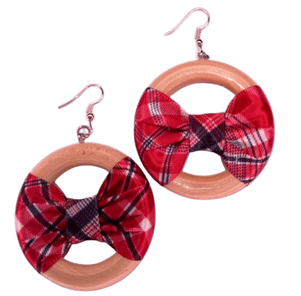 Jamaica Bandana Bowed Earring - with Glossed Natural White Wood