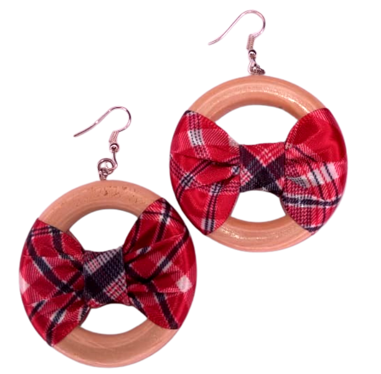 Jamaica Bandana Bowed Earring - with Glossed Natural White Wood