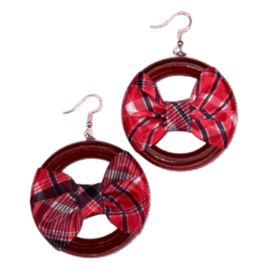 Jamaica Bandana Bow Earring - with Gloss Natural Brown Wood