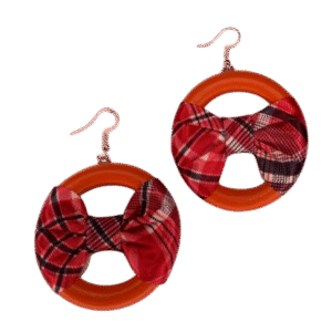 Bandana Jamaican Earring - with Gloss Orange Wood
