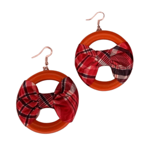 Bandana Jamaican Earring - with Gloss Orange Wood
