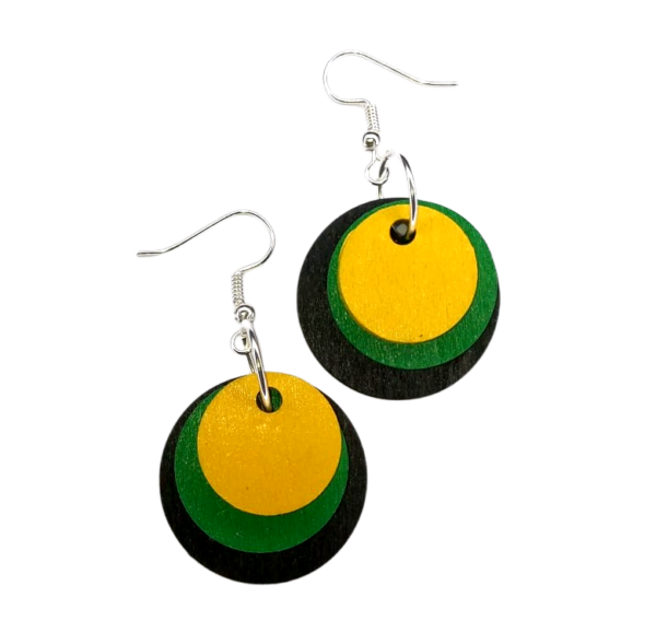 Jamaican Circle- Three Piece Hand Painted Wood Earring