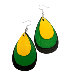 Jamaican Teardrop - Three Piece Hand Painted Wood Earring
