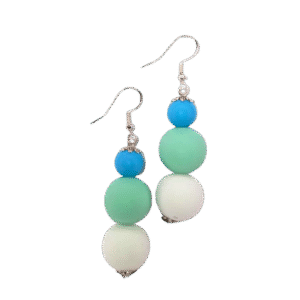 White, Teal, Blue Tropical Beads Earrings