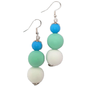 White, Teal, Blue Tropical Beads Earrings