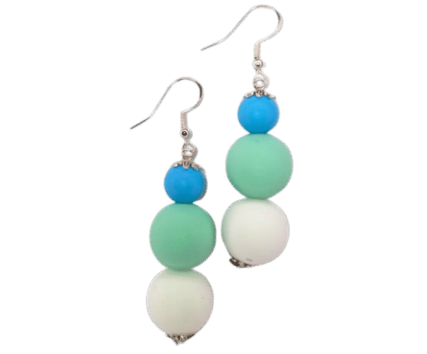 White, Teal, Blue Tropical Beads Earrings