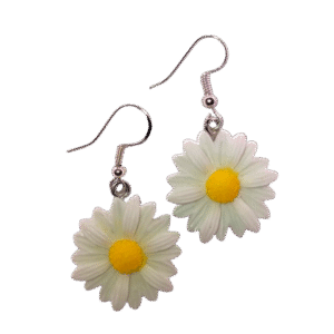 White Sunflower Earrings