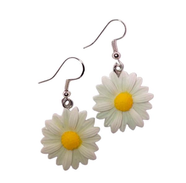White Sunflower Earrings