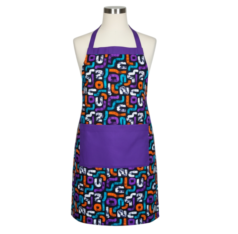 African Print and Purple Apron - Style 2