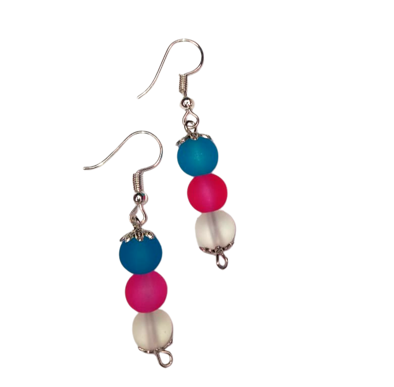 Blue Pink white Earring