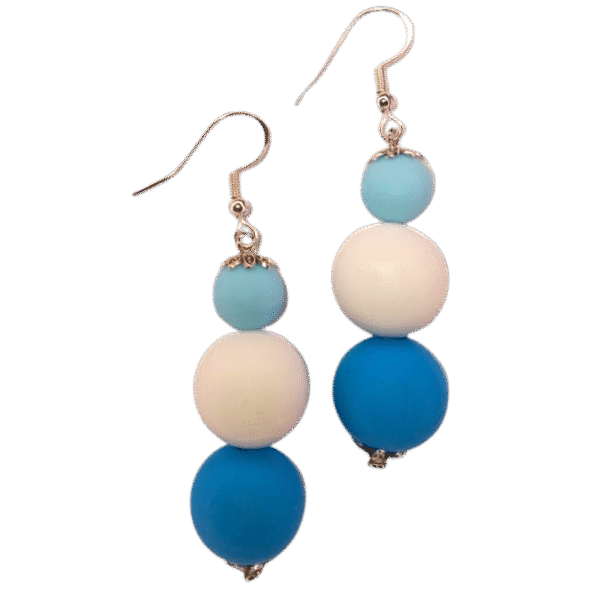 Blue White Sky Blue Tropical Beads Earrings