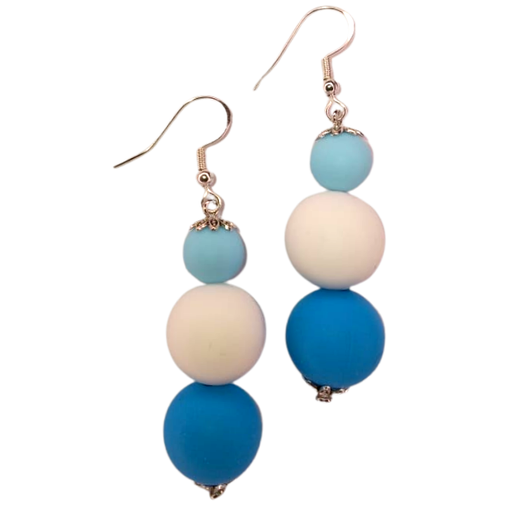 Blue White Sky Blue Tropical Beads Earrings