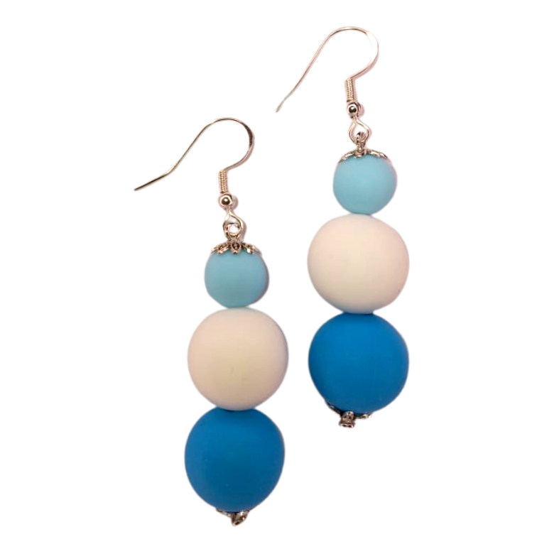 Blue White Sky Blue Tropical Beads Earrings