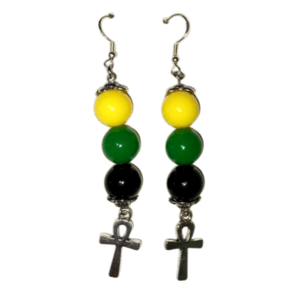 Elegant Jamaican Beads Ankh Earring