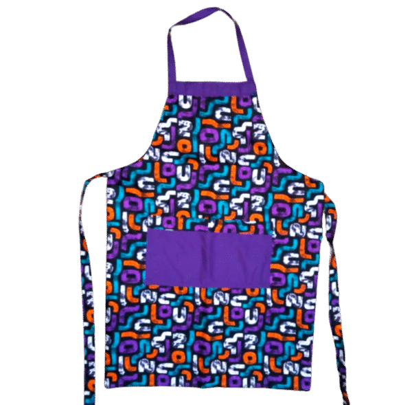 African Print and Purple Apron - Style 2