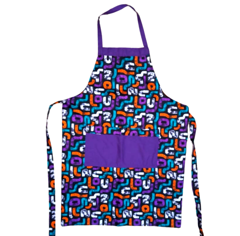African Print and Purple Apron - Style 2