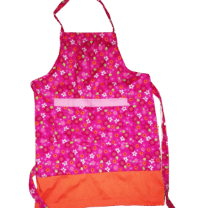 Pink Flower Cotton and Orange Apron