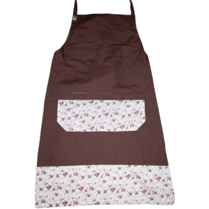 Brown and Light Pink Flower Cotton Apron