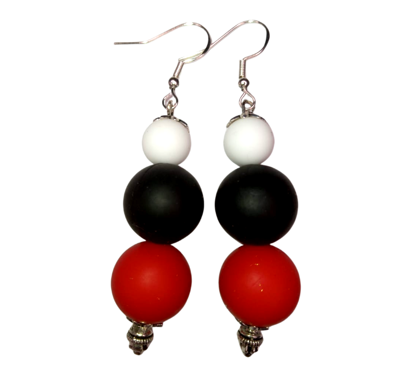 Red Black White Tropical Beads Earrings