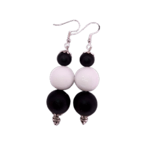 Black White Tropical Beads Earrings