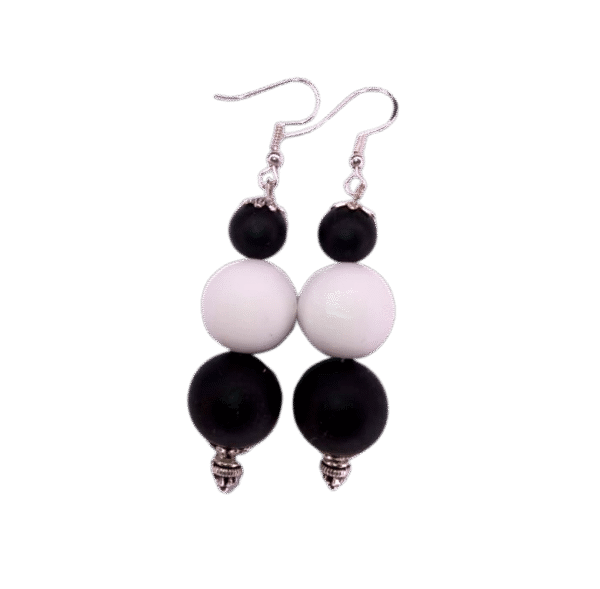 Black White Tropical Beads Earrings