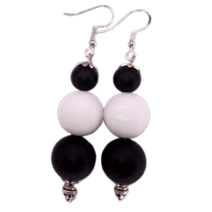 Black White Tropical Beads Earrings