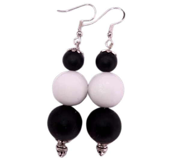 Black White Tropical Beads Earrings