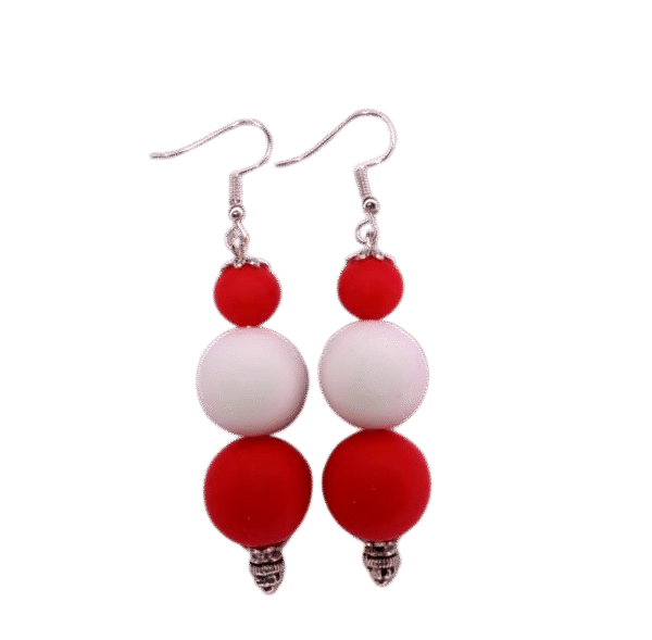 Red White Tropical Beads Earrings