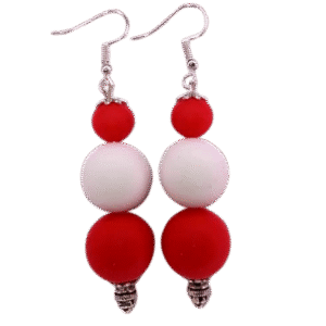 Red White Tropical Beads Earrings