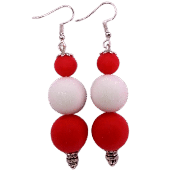 Red White Tropical Beads Earrings