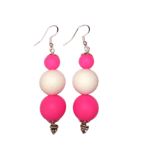 Pink White Tropical Beads Earrings