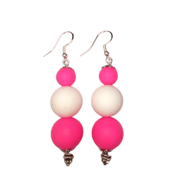 Pink White Tropical Beads Earrings