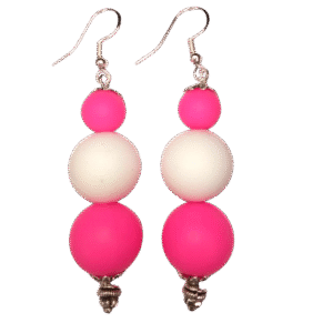 Pink White Tropical Beads Earrings