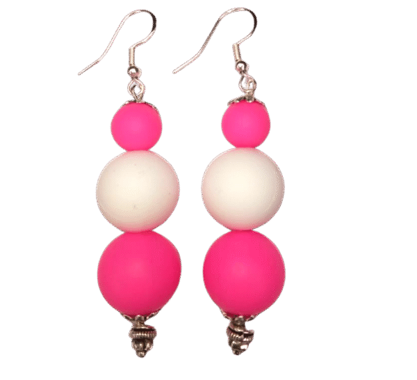 Pink White Tropical Beads Earrings
