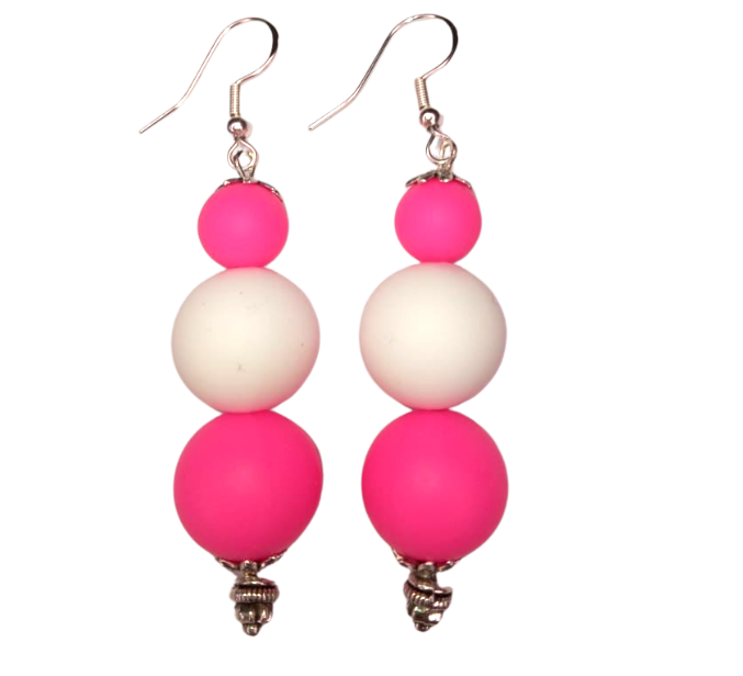 Pink White Tropical Beads Earrings
